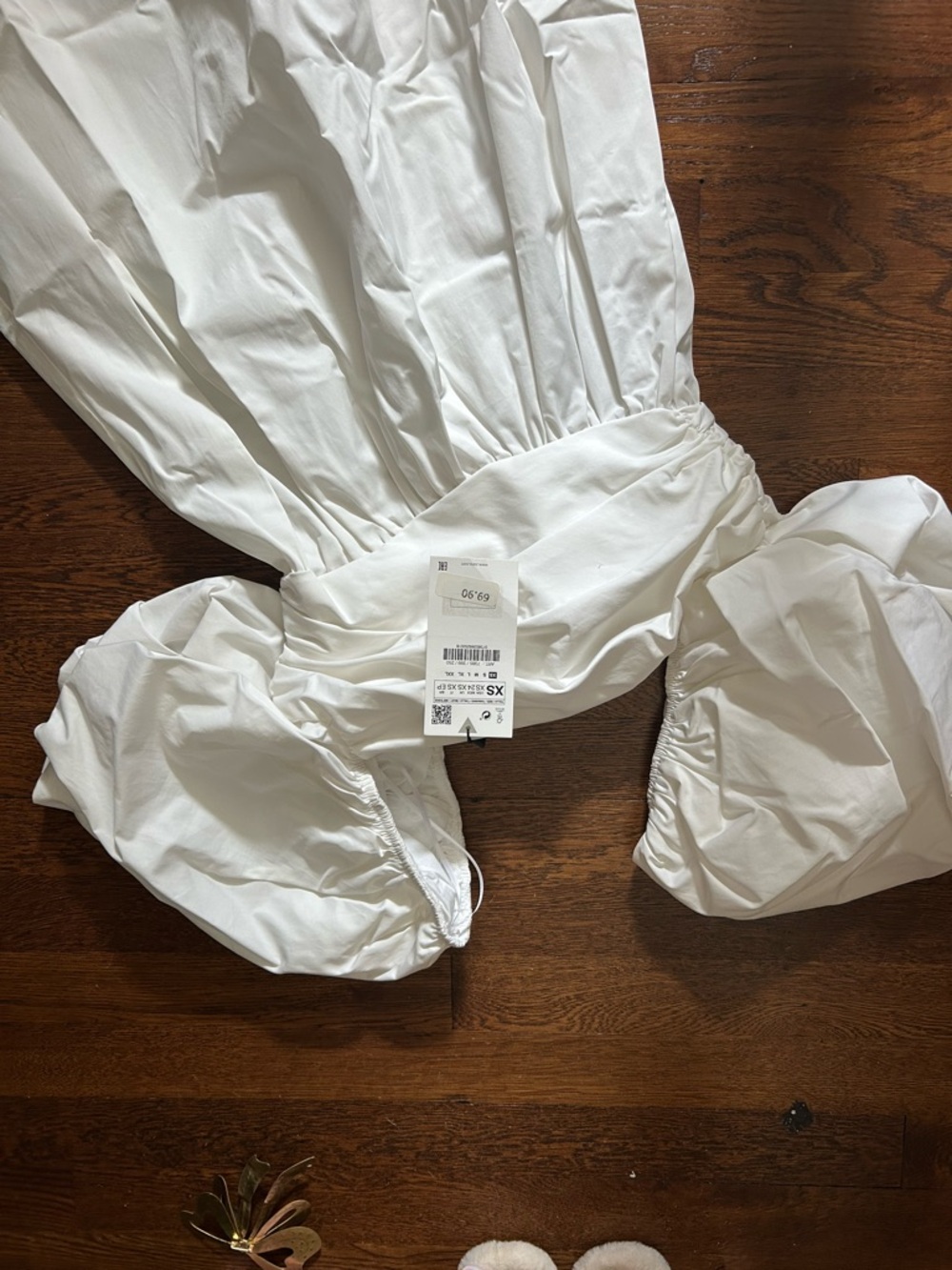 Zara White Puff-Sleeve Square-Neck Maxi Dress - Picture 3 of 3